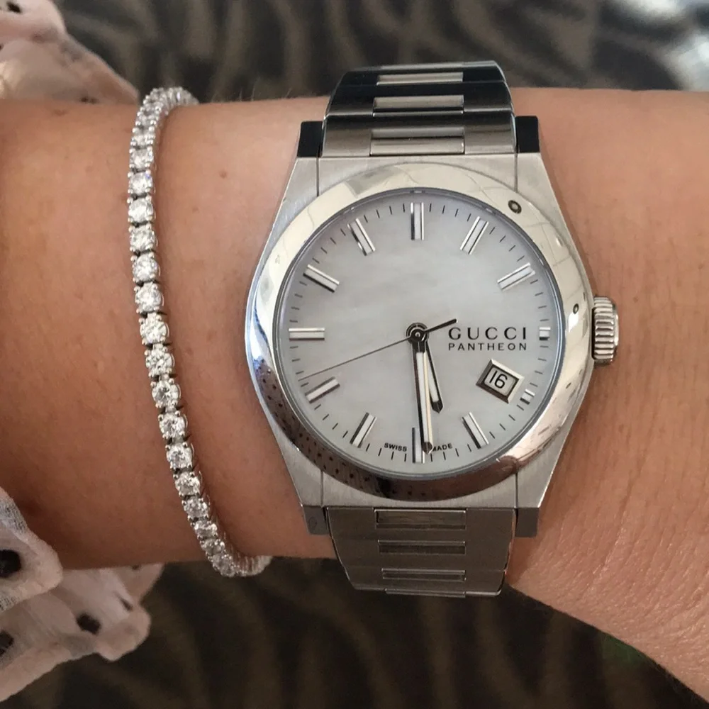 Gucci Stainless Steel Silver White Dial Pantheon Women’s Watch
